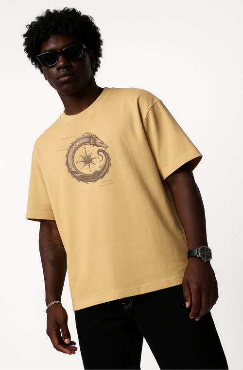 SeaFizz Beige Oversized T-Shirt