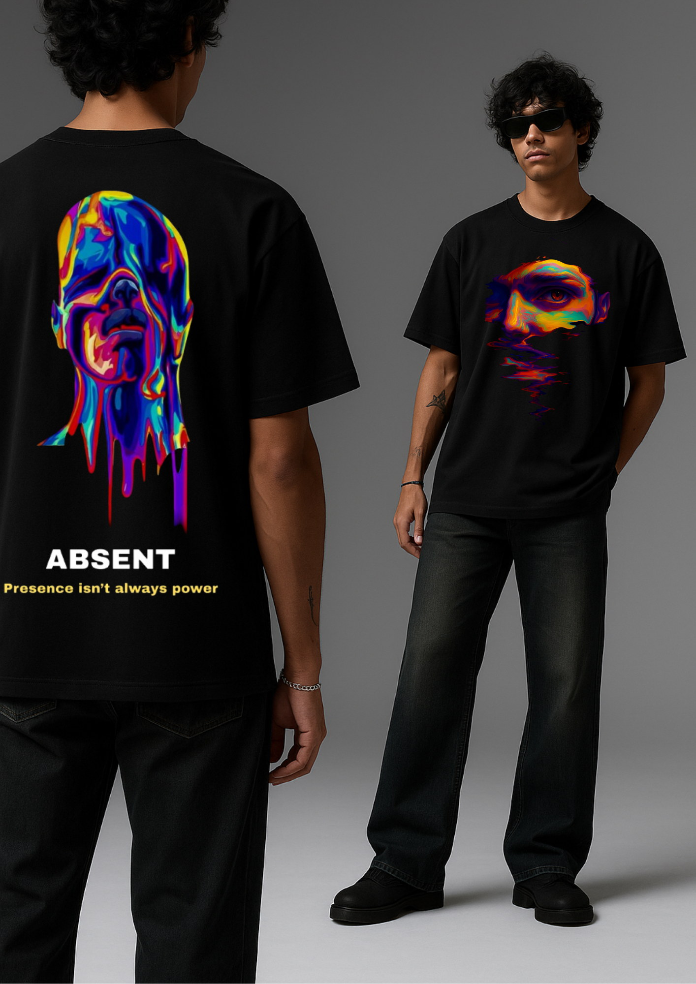 DripAura Black Oversized T-shirt